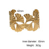 Wholesale Women's Simple Plants Flowers Style 18K Gold Electroplated Stainless Steel Adjustable Open Hydraulic Bracelet