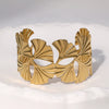 Wholesale Women's Simple Plants Flowers Style 18K Gold Electroplated Stainless Steel Adjustable Open Hydraulic Bracelet