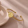 Wholesale Women's Simple Portrait Stainless Steel 18K Gold Plated Open Bracelet
