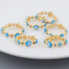 Wholesale Women's Simple Resin Ring With Geometric Pattern Copper And Microinlaid Zircon Real Gold Plating Hand Painted Inlay Turkish Blue Eye And Devil's Eye Drop Oil Design
