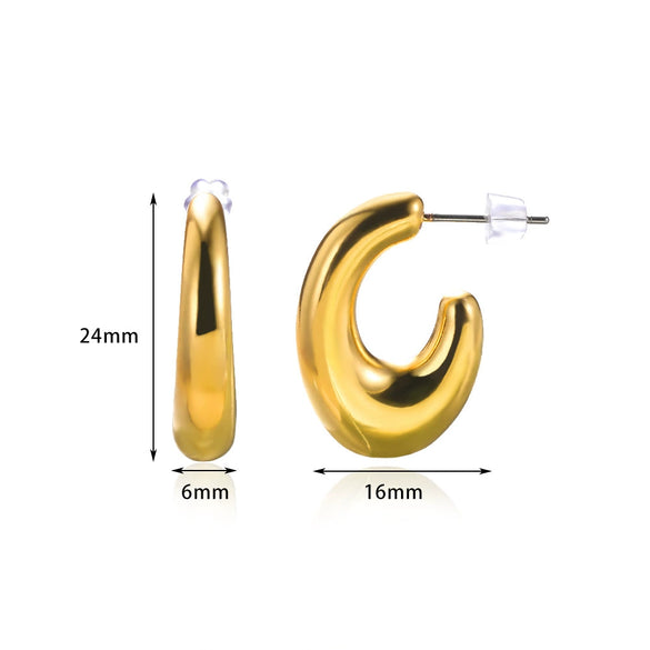 Wholesale Women's Simple Retro Hollow Crescent Geometric Alloy Gold Electroplated Earrings With Five Pointed Star And Water Drop Shapes
