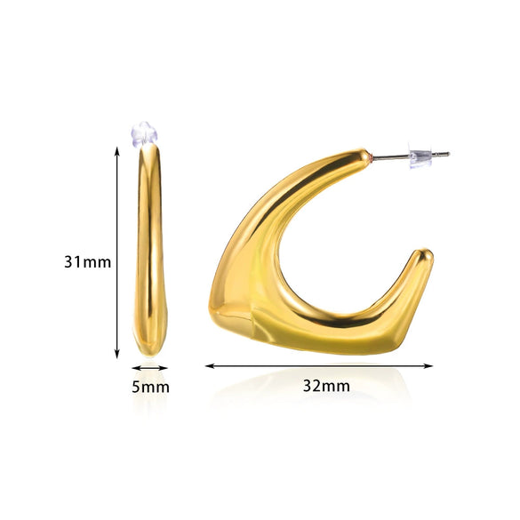 Wholesale Women's Simple Retro Hollow Crescent Geometric Alloy Gold Electroplated Earrings With Five Pointed Star And Water Drop Shapes
