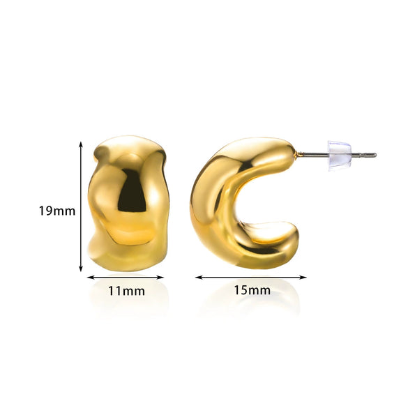 Wholesale Women's Simple Retro Hollow Crescent Geometric Alloy Gold Electroplated Earrings With Five Pointed Star And Water Drop Shapes