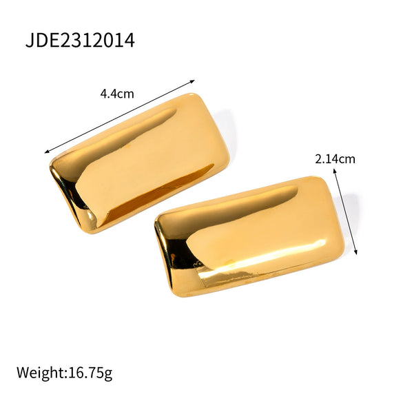 Wholesale Women's Simple Retro Rectangular Stainless Steel Glow Earrings With Electroplating And Geometric Design