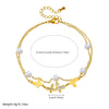 Wholesale Women's Simple Retro Stacked Doublelayer Pearl Insectshaped Pendant Stainless Steel Goldplated Jewelry Anklet