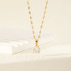 Wholesale Women's Simple Retro Stainless Steel Drop Shape Pendant Necklace With Mixed Gemstone Setting And Electroplating