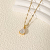 Wholesale Women's Simple Retro Stainless Steel Drop Shape Pendant Necklace With Mixed Gemstone Setting And Electroplating