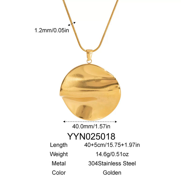 Wholesale Women's Simple Retro Stainless Steel Round Irregular Necklace And Earrings Set With Snake Bone Chain And Vacuum Real Gold Electroplating In Pvd Furnace