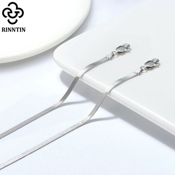 Wholesale Women's Simple S925 Sterling Silver Anklet Flat Snake Chain