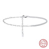 Wholesale Women's Simple S925 Sterling Silver Anklet With 4A Zircon Inlay And Adjustable Cross Chain