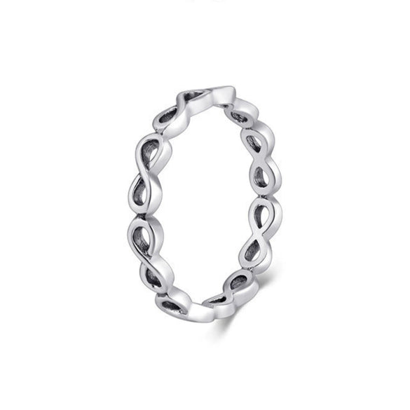 Wholesale Women's Simple S925 Sterling Silver Geometric Love Symbol Ring With Seiko Craft