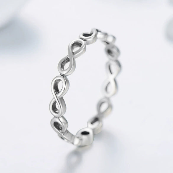 Wholesale Women's Simple S925 Sterling Silver Geometric Love Symbol Ring With Seiko Craft