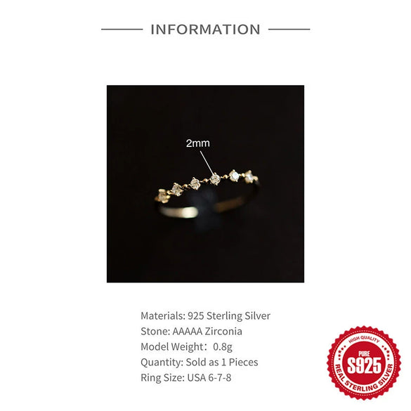 Wholesale Women's Simple S925 Sterling Silver Gold Plated Ring With Geometric Broken Zirconium Diamond And Electroplating Design