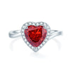 Wholesale Women's Simple S925 Sterling Silver Heartshaped Aquamarine Ring Set With Diamonds