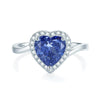Wholesale Women's Simple S925 Sterling Silver Heartshaped Aquamarine Ring Set With Diamonds