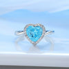 Wholesale Women's Simple S925 Sterling Silver Heartshaped Aquamarine Ring Set With Diamonds