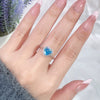 Wholesale Women's Simple S925 Sterling Silver Heartshaped Aquamarine Ring Set With Diamonds