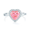 Wholesale Women's Simple S925 Sterling Silver Heartshaped Aquamarine Ring Set With Diamonds