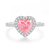 Wholesale Women's Simple S925 Sterling Silver Heartshaped Love Ring With Pink Zircon And High Carbon Diamond