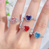 Wholesale Women's Simple S925 Sterling Silver Heartshaped Love Ring With Pink Zircon And High Carbon Diamond