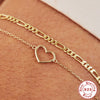 Wholesale Women's Simple S925 Sterling Silver Hollow Heart Geometric Pattern Electroplated Stacked Bracelet