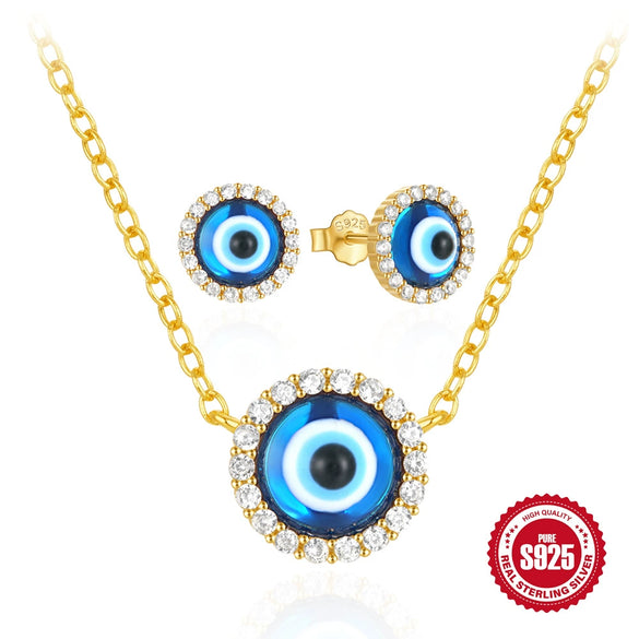Wholesale Women's Simple S925 Sterling Silver Personality Evil Eye Geometric Clavicle Chain With Zirconia Inlay