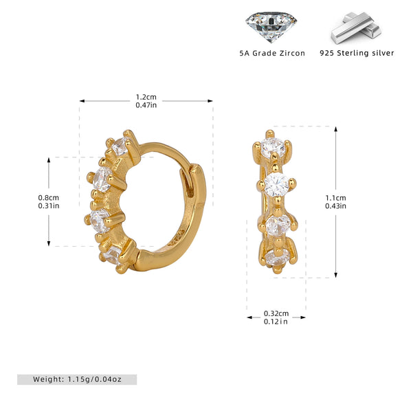 Wholesale Women's Simple Single Row Round Zircon Inlaid 925 Silver Earring With Geometric Pattern