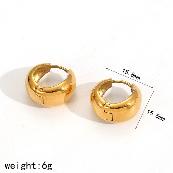 Wholesale Women's Simple Smooth Stainless Steel Geometric Electroplated Earrings