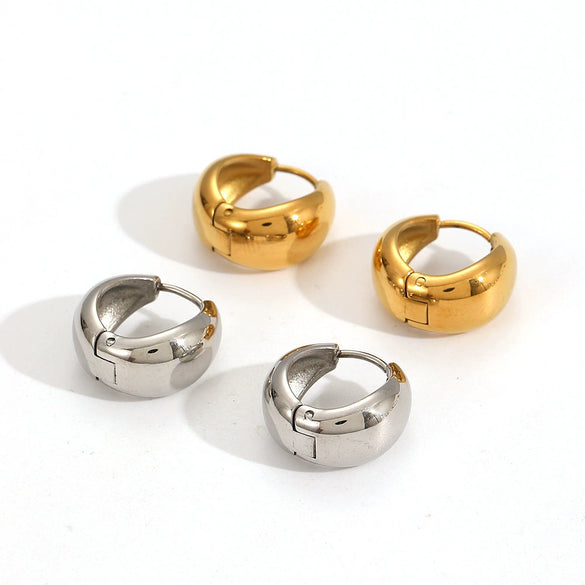 Wholesale Women's Simple Smooth Stainless Steel Geometric Electroplated Earrings