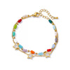 Wholesale Women's Simple Stainless Steel And 18K Electroplated Colorful Diamond Devil's Eye Bracelet With Letters Numbers And Text Pattern
