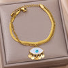 Wholesale Women's Simple Stainless Steel And 18K Electroplated Colorful Diamond Devil's Eye Bracelet With Letters Numbers And Text Pattern