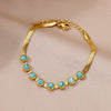 Wholesale Women's Simple Stainless Steel And 18K Electroplated Colorful Diamond Devil's Eye Bracelet With Letters Numbers And Text Pattern