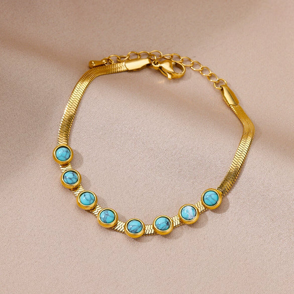 Wholesale Women's Simple Stainless Steel And 18K Electroplated Colorful Diamond Devil's Eye Bracelet With Letters Numbers And Text Pattern