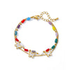 Wholesale Women's Simple Stainless Steel And 18K Electroplated Colorful Diamond Devil's Eye Bracelet With Letters Numbers And Text Pattern