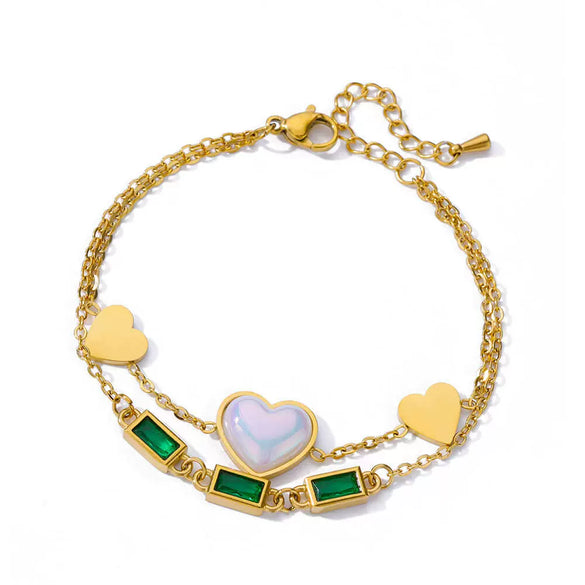 Wholesale Women's Simple Stainless Steel And 18K Electroplated Colorful Diamond Devil's Eye Bracelet With Letters Numbers And Text Pattern
