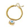 Wholesale Women's Simple Stainless Steel And 18K Electroplated Colorful Diamond Devil's Eye Bracelet With Letters Numbers And Text Pattern