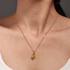 Wholesale Women's Simple 316L Stainless Steel Blue Turquoise Heart Geometric Pendant Clavicle Stacked Necklace 18K Gold Plated