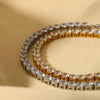 Wholesale Women's Simple Stainless Steel Bracelet With Inlaid Zircon And Geometric Design Vacuum Real Gold Electroplated In Pvd Furnace