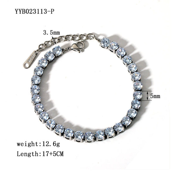 Wholesale Women's Simple Stainless Steel Bracelet With Inlaid Zircon And Geometric Design Vacuum Real Gold Electroplated In Pvd Furnace