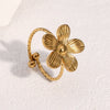 Wholesale Women's Simple Stainless Steel Electroplated Flower Open Ring And Bracelet