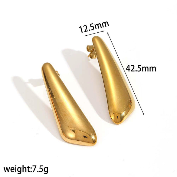 Wholesale Women's Simple Stainless Steel Geometric Water Drop Long Earrings With Electroplating