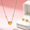 Wholesale Women's Simple Stainless Steel Heart Drop Bell Shaped Electroplated Earrings Necklace Bracelet Set Accessories