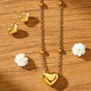 Wholesale Women's Simple Stainless Steel Heart Drop Bell Shaped Electroplated Earrings Necklace Bracelet Set Accessories