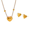Wholesale Women's Simple Stainless Steel Heart Drop Bell Shaped Electroplated Earrings Necklace Bracelet Set Accessories