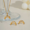 Wholesale Women's Simple Stainless Steel Jewelry Set With Stars Sun And Moon Clouds Universe Pattern And Pvd Vacuum Real Gold Electroplating O Word Chain Necklace And Earrings