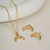 Wholesale Women's Simple Stainless Steel Jewelry Set With Stars Sun And Moon Clouds Universe Pattern And Pvd Vacuum Real Gold Electroplating O Word Chain Necklace And Earrings