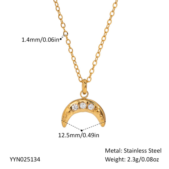 Wholesale Women's Simple Stainless Steel Jewelry Set With Stars Sun And Moon Clouds Universe Pattern And Pvd Vacuum Real Gold Electroplating O Word Chain Necklace And Earrings