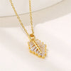 Wholesale Women's Simple Stainless Steel Leaf Pendant Necklace With Mixed Gem Inlay And Electroplating Flower Pattern