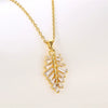 Wholesale Women's Simple Stainless Steel Leaf Pendant Necklace With Mixed Gem Inlay And Electroplating Flower Pattern