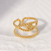 Wholesale Women's Simple Stainless Steel Open Ring With Devil's Eye Cut Out 18K Goldplated Titanium Steel Hand Jewelry